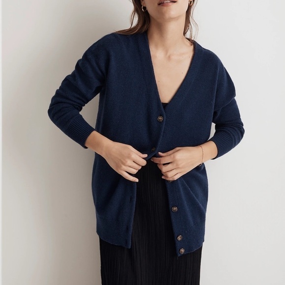 NWOT Madewell V-Neck Relaxed Cardigan heather indigo - Picture 4 of 7